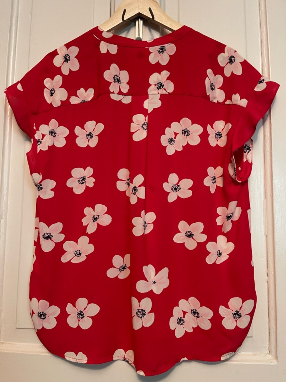 J. Crew Red Floral Button-Front Blouse - Picture 6 of 7